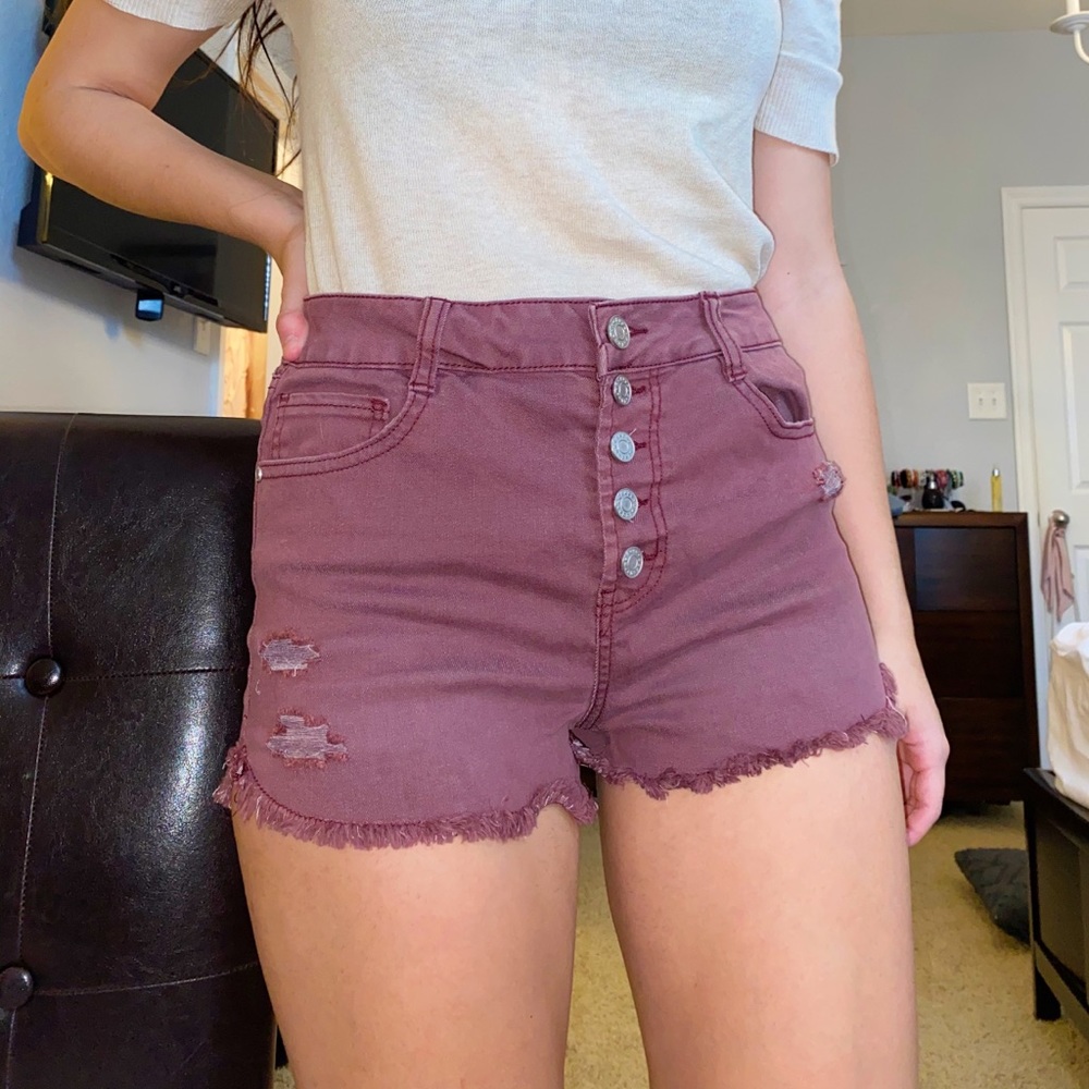 Maroon/ Purple Tinted Jean Shorts